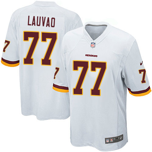 Men's Game Shawn Lauvao Nike Jersey White Road - #77 NFL Washington Redskins